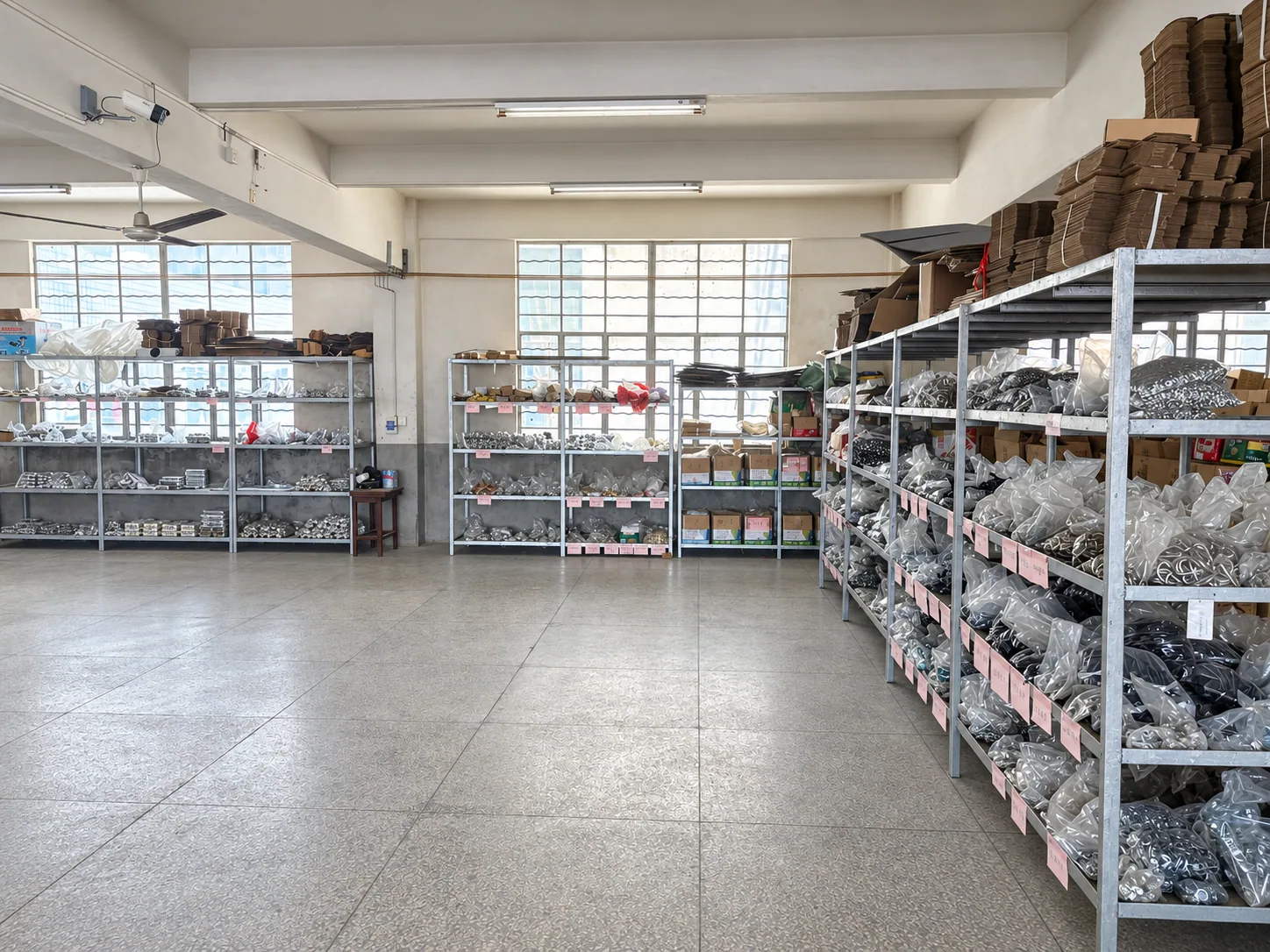 Organized metal hardware storage area