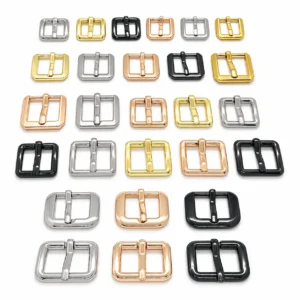 Flat frame pin buckles in silver, gold, rose gold and black finishes
