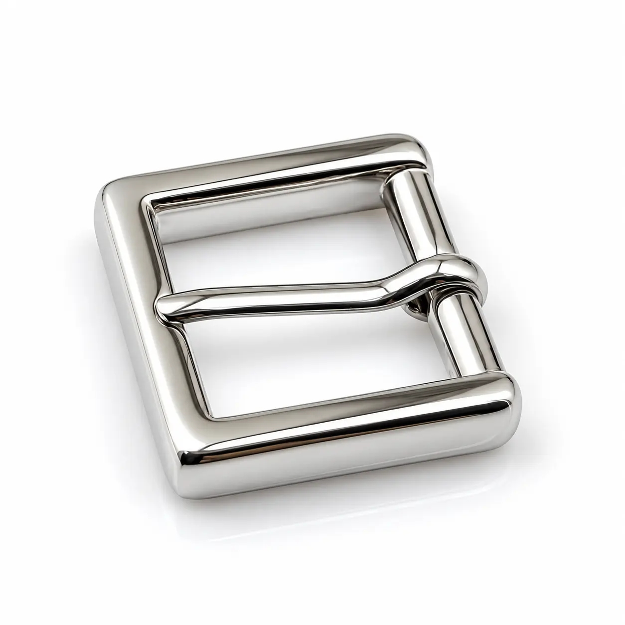 Polished stainless steel pin buckle with roller