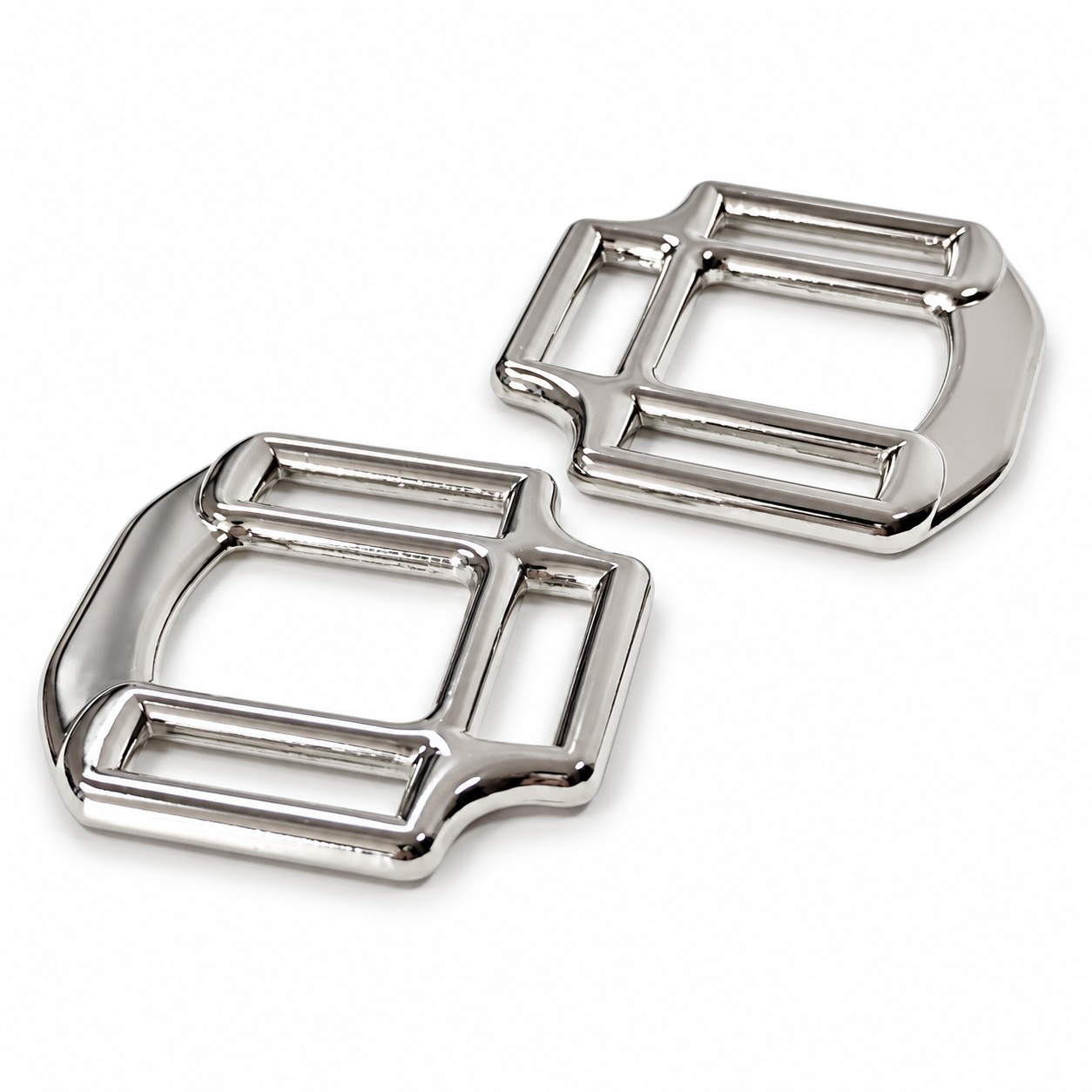 Silver 3-way square rings for horse rug strap assemblies