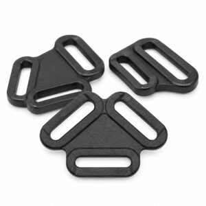 Black triglide adjusters for dog harnesses and webbing straps