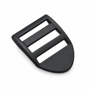 Black multi-slot webbing connector for straps and harnesses