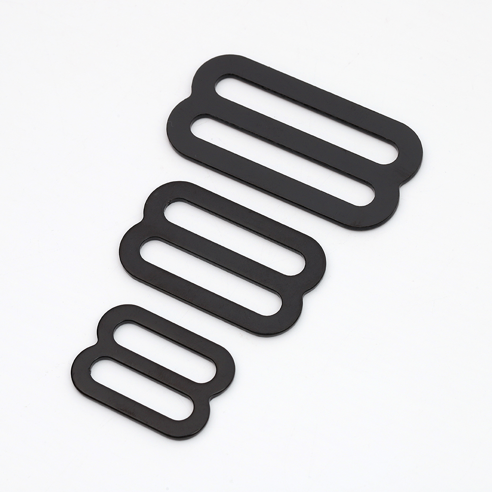 Black double-slot webbing sliders in 27 mm, 37 mm and 50 mm sizes