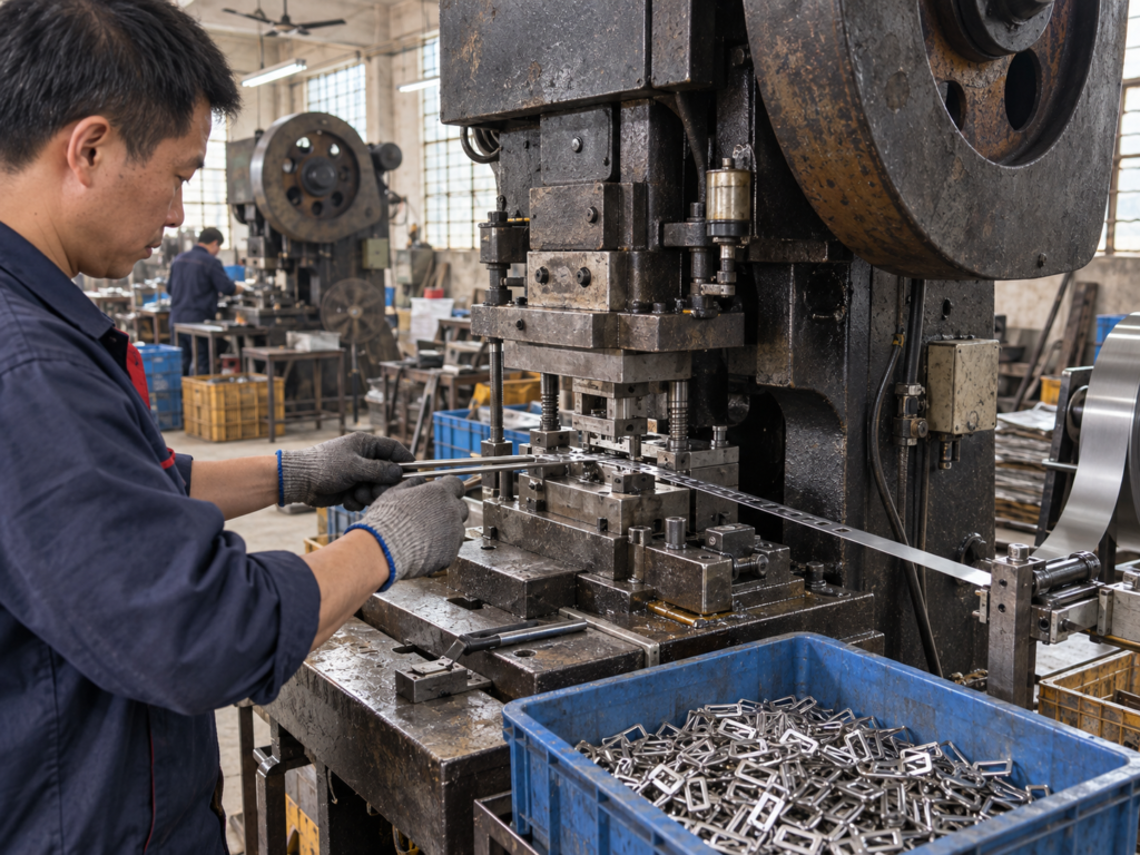 Metal hardware quality inspection with a digital caliper before shipment