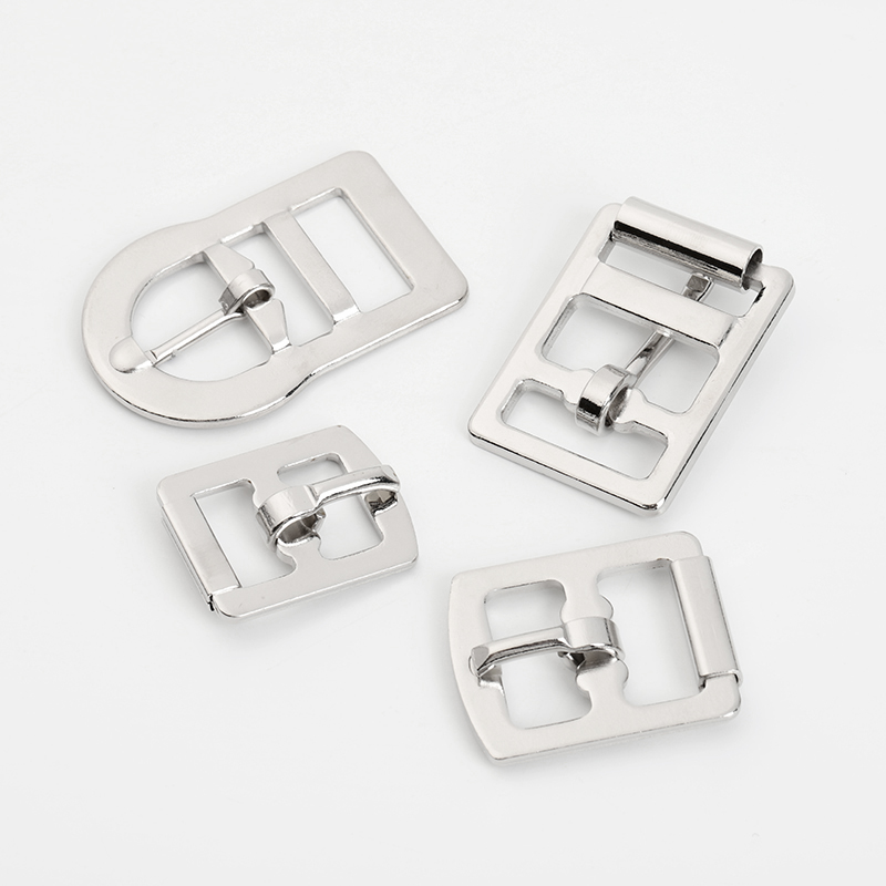 Flat metal roller pin buckles in four sizes