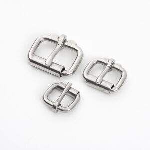 Metal roller pin buckles in three strap opening sizes