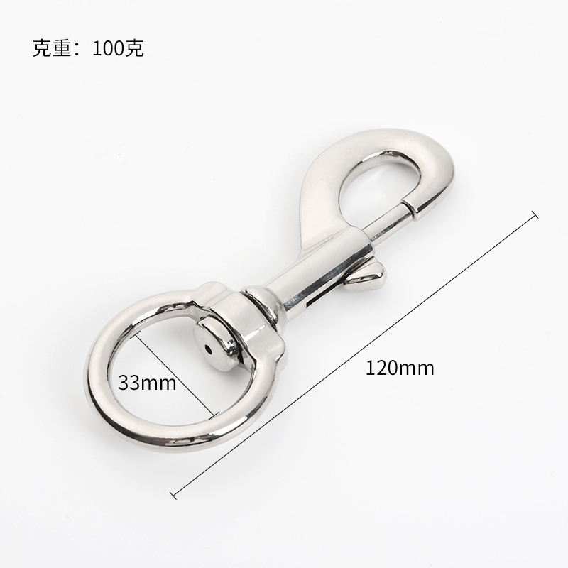 Rectangular-eye swivel snap hook with 27mm opening and 61mm overall length